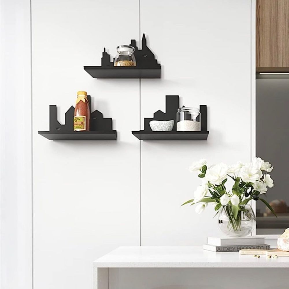 Three piece metal black floating shelves with all materials included to install